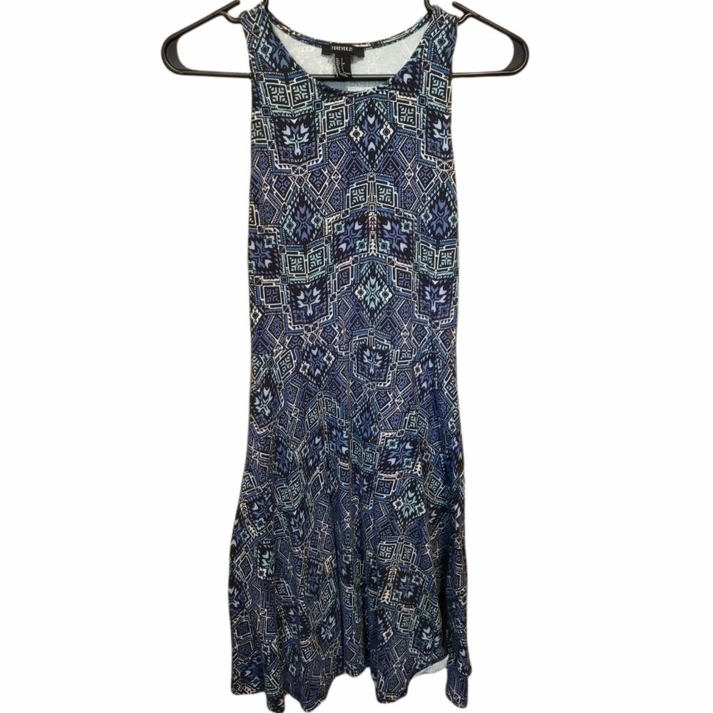 Forever 21 Dress Blue Green Racerback Full Skirt Size S - Picture 2 of 7